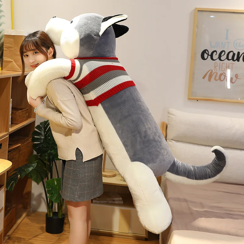 Giant Dog Plush Toy Soft Stuffed Husky Long Pillow Cartoon Animal Doll Sleeping Cushion Home Decor Kids Nice Gift