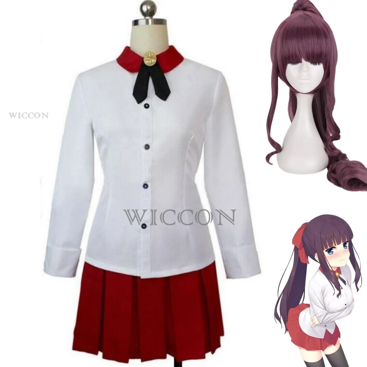 

Anime NEW GAME! Takimoto Hifumi Cosplay Costume Wig Japanese JK School Uniforms Skirt Shirt Adult Woman Kawaii Campus Suit