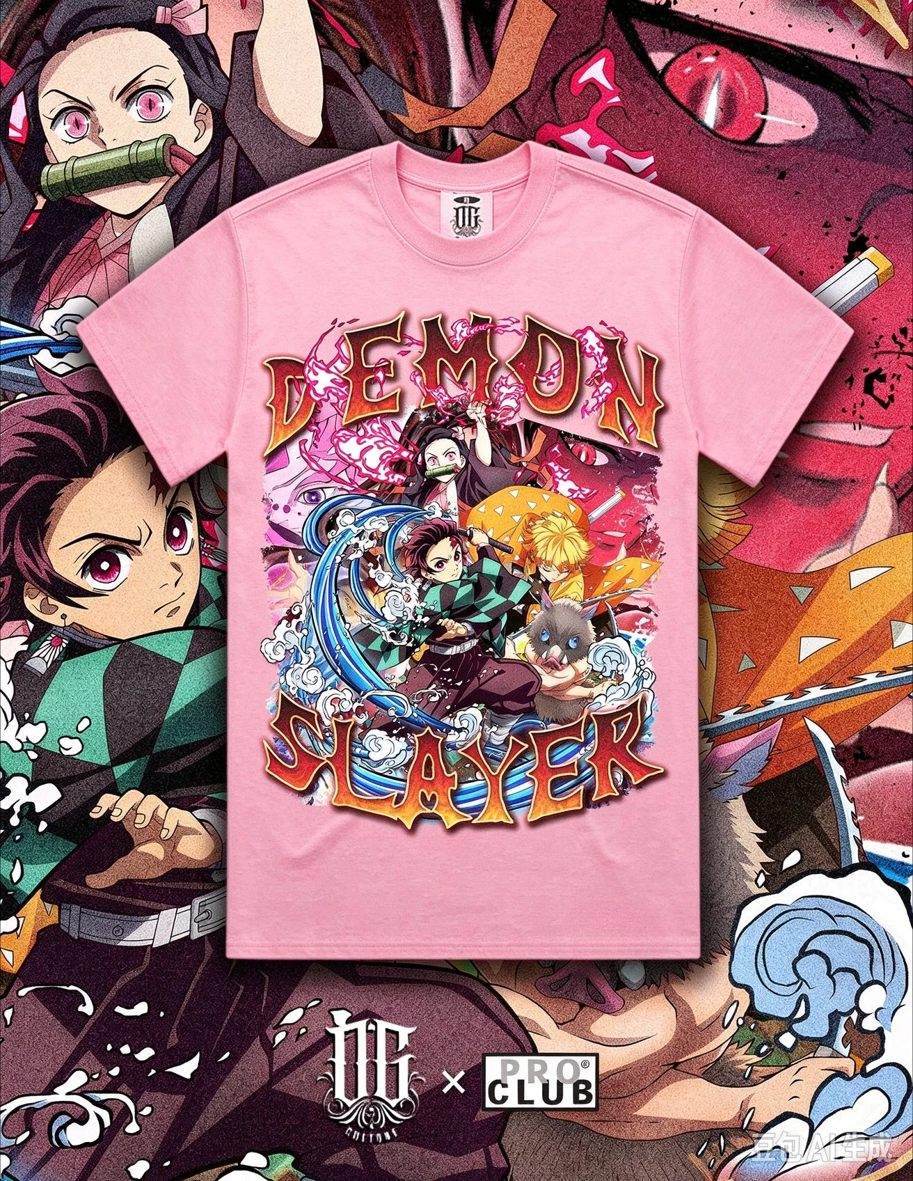 Demon Slayer Kimetsu No Yaiba Anime T-shirt Unisex Cotton Short Sleeve Tee, Tanjiro Nezuko Zenitsu InosukeGraphic Streetwear
