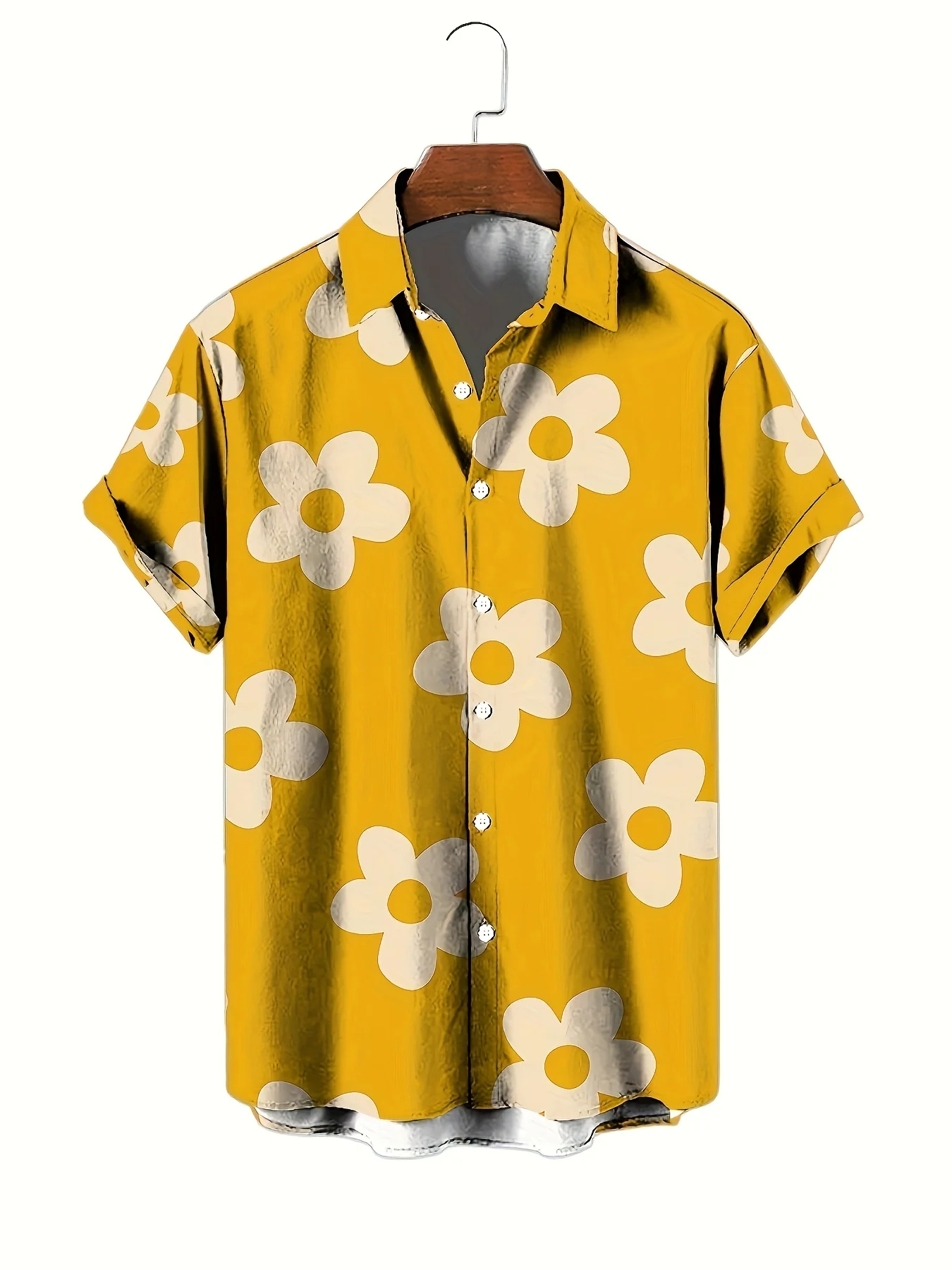 

​​2025 Men's 3D Flower Hawaiian Shirt Oversized Lapel Short Sleeve Beach Vacation Loose Fit Daily Fashion Comfort​