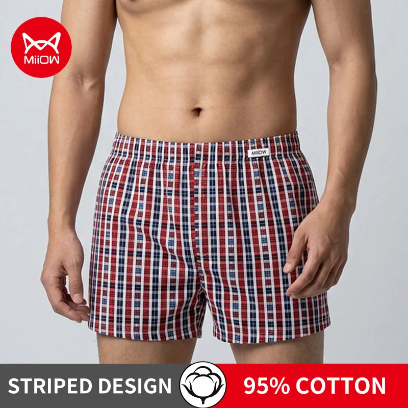 

MiiOW 2/3/4/6Pcs Cotton Men's Underwear Boxershorts Summer Breathable Mens Striped Shorts Large Size Mens Arow Pants Panties