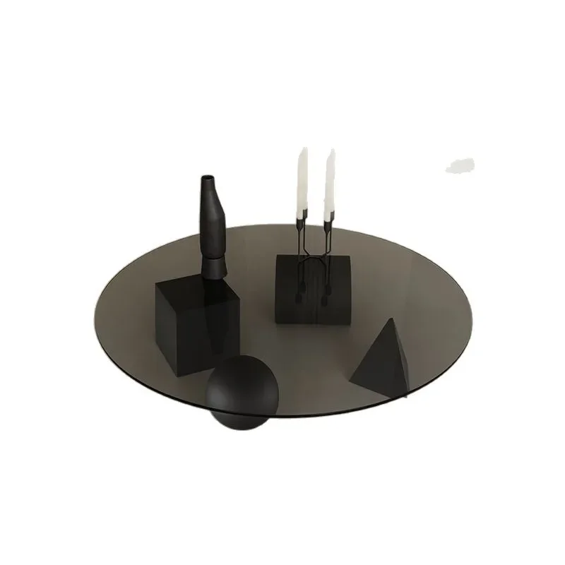 Tempered glass tea table Living room round coffee table Extremely modern table