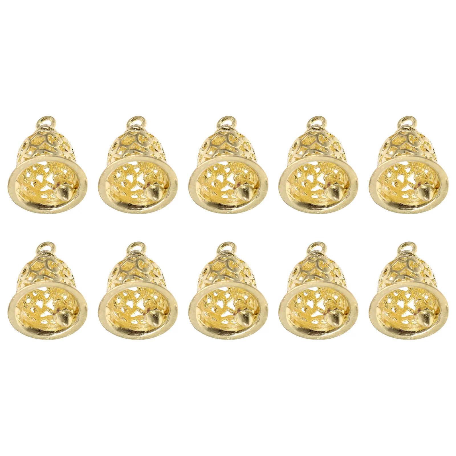 

10pcs Brass Bell Pendant Hollow Diy Hanging Decor For Home Garden Temple Door Clothes Accessories Craft Ornament Size 2