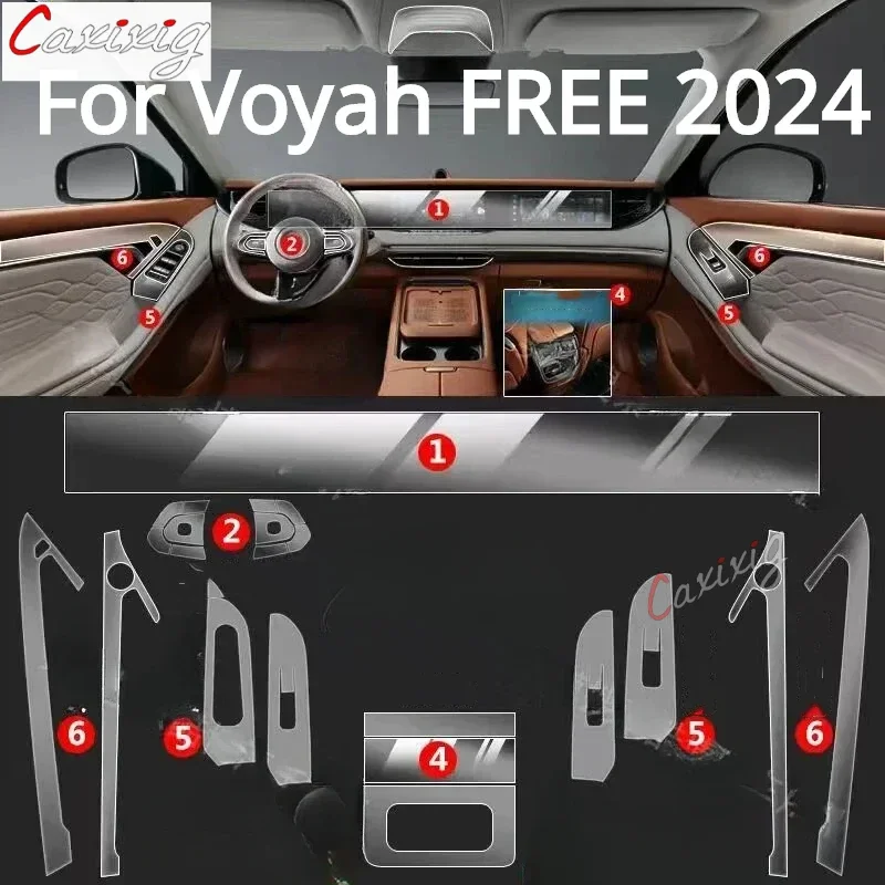 For Voyah FREE 2024 Car interior Accessories film transparent TPU Navigation Gear Panel Center Console Anti-scratch resist refit