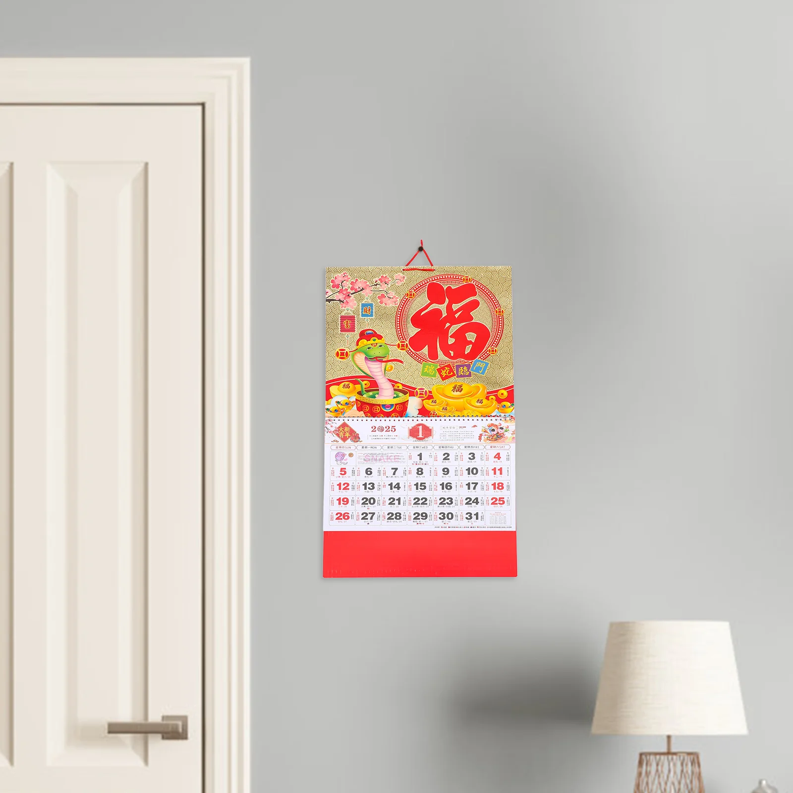 Wall Calendar Monthly 2025 Office Chinese Hanging Scroll Delicate for Home Dating