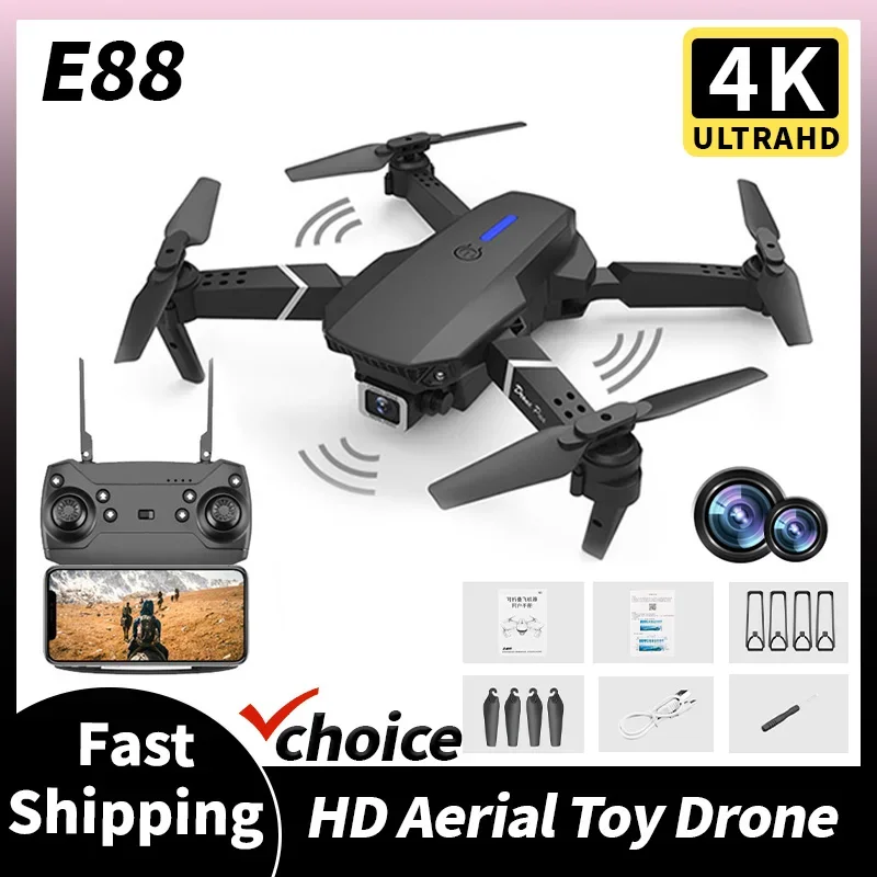 New E88 Pro RC Drone 4K Professinal With 1080P Wide Angle Dual HD Camera Foldable RC Helicopter WIFI FPV Height Hold Apron Sell