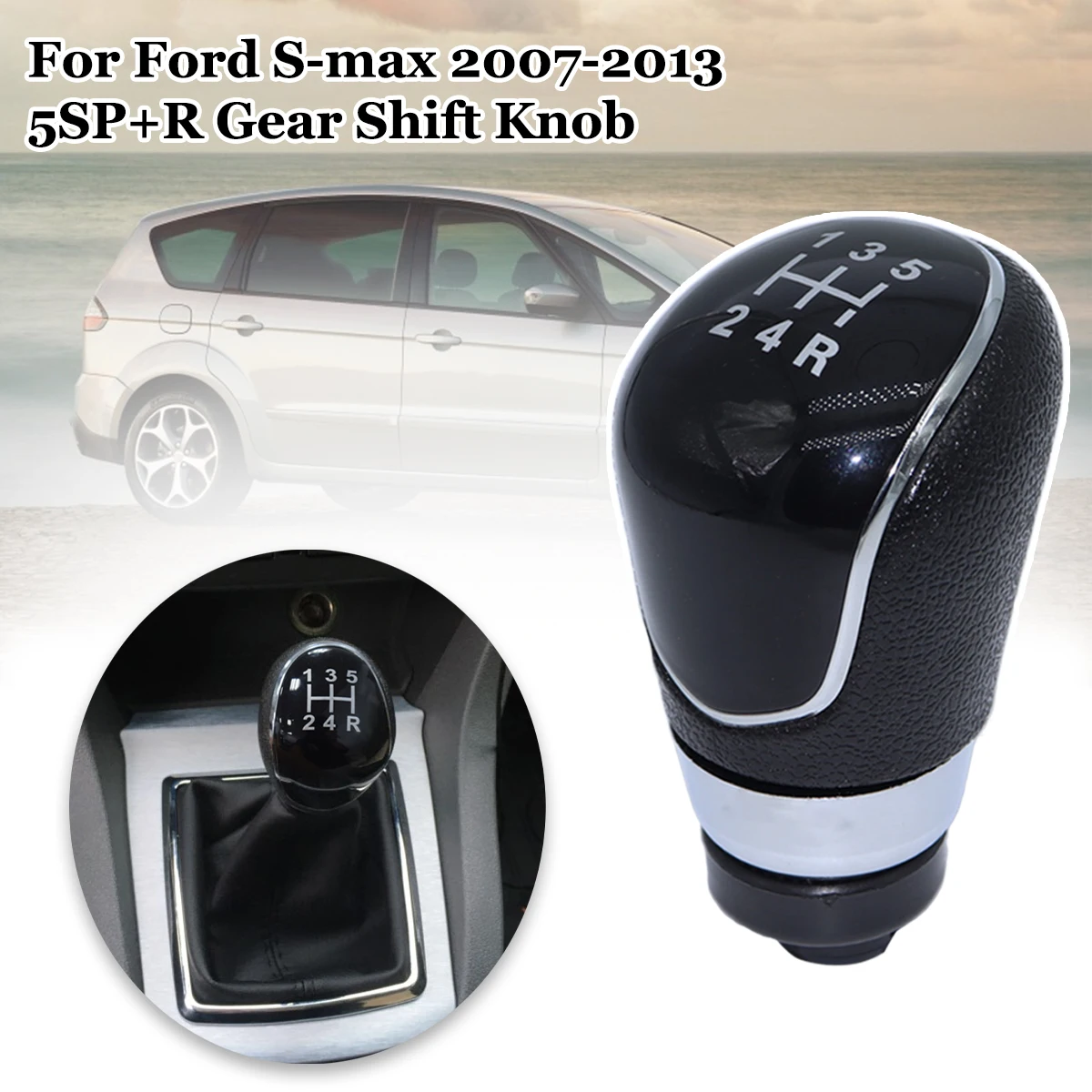 

5SP+R Gear Shift Knob For Ford S-max 2007-2013 Focus MK3 Galaxy Kuga Transit-Connect MT M12 Shifter Gearstick Lever Pen Handle