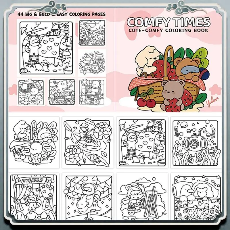 Durable Adult Coloring Book - Easy To Color With Thick Lines, Cozy Scenes Relaxing And Stress-Relieving Perfect For Friends