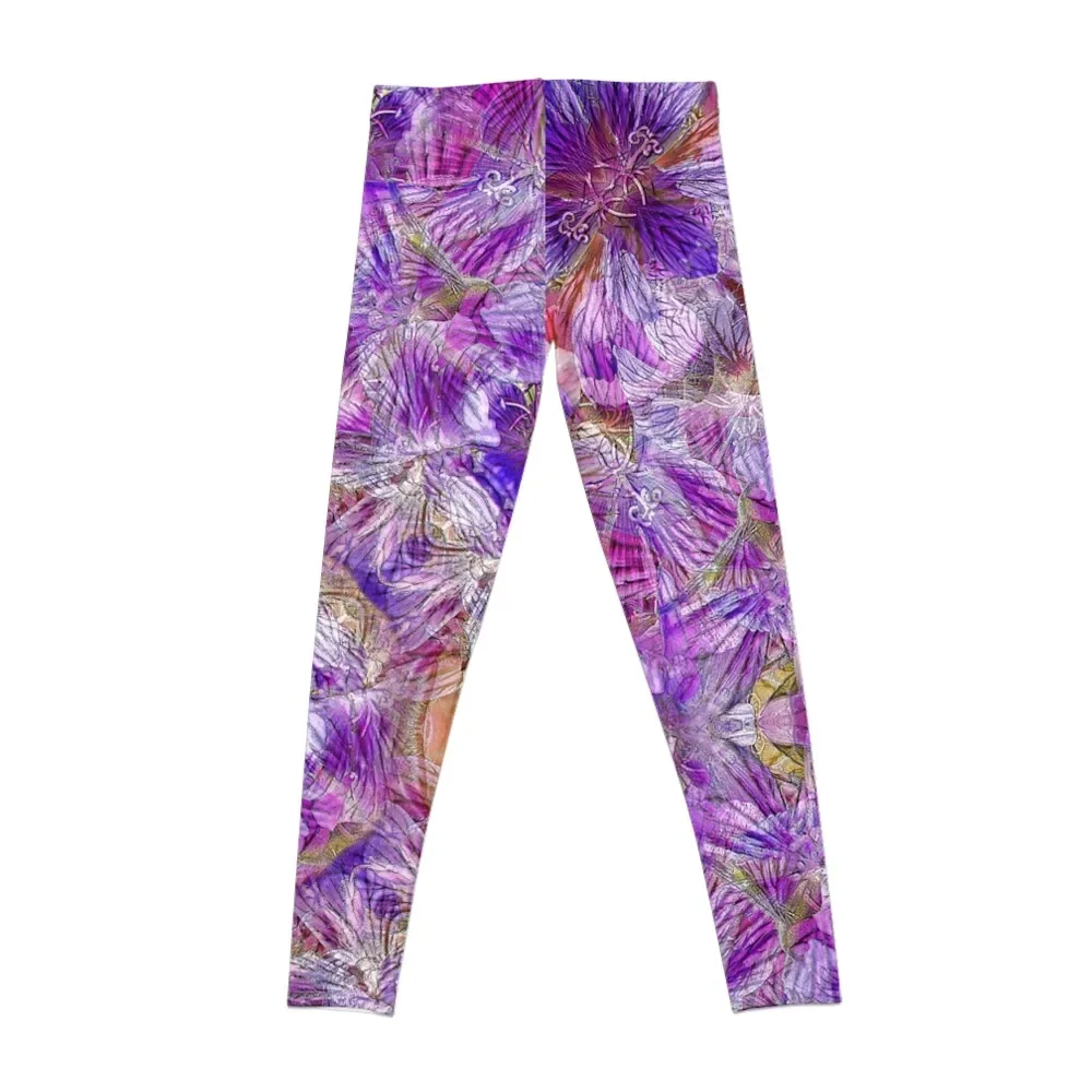 PURPLE GERANIUM MADNESS MANDALA Leggings gym pants Women's high waist harem pants Womens Leggings