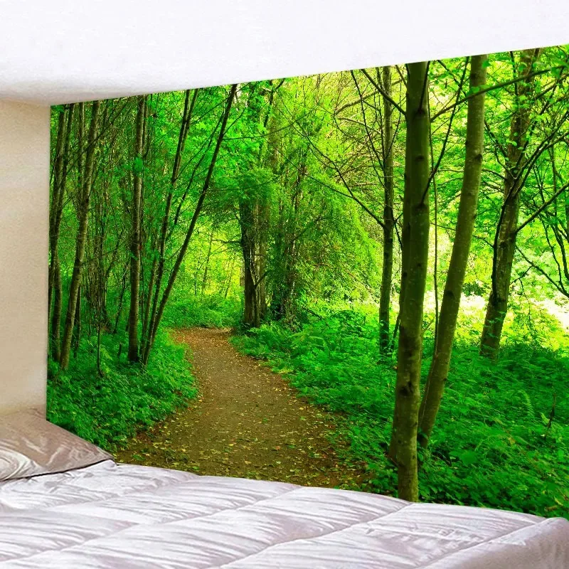 VIKAMA Forest Waterfall Tapestry Wall Hanging Nature Landscape Bedroom Living Room Dorm Home Decor Polyester Fabric