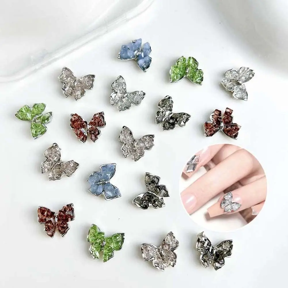 3Pcs/set Crystal Gravel Butterfly Butterfly Nail Decorations Manicure Ornaments 3D Nail Art Drills Butterfly Nail Accessories