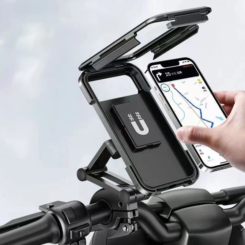 

Waterproof Motorcycle Bike Mobile Phone Holder Magnetic Universal Bicycle GPS 360° Swivel Adjustable Motorcycle Cellphone Holder