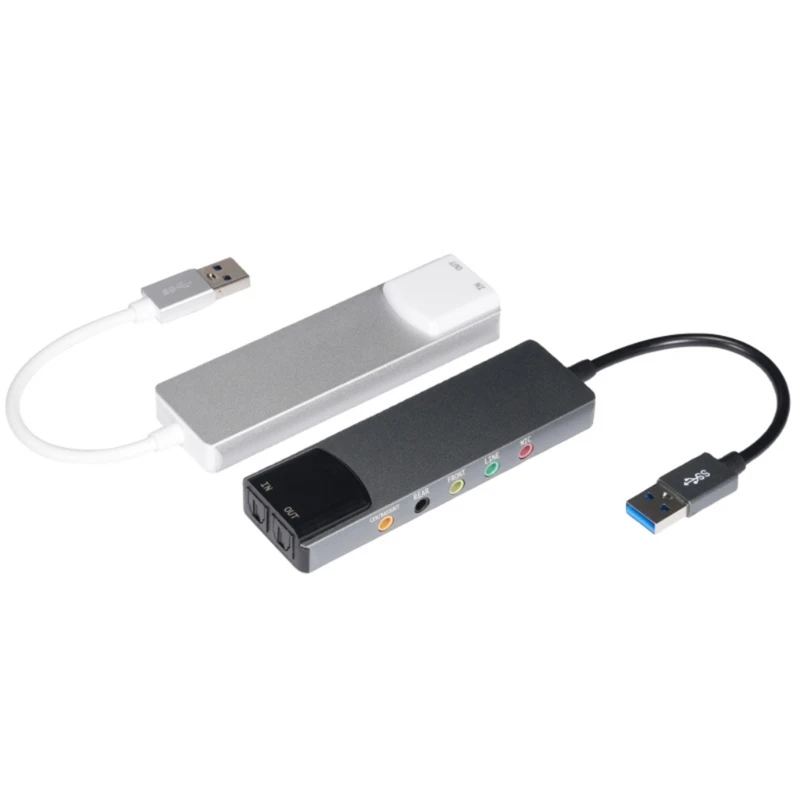 Aluminum USB External Sound Card SPDIF Optical for PC 5.1/7.1 Channel Support