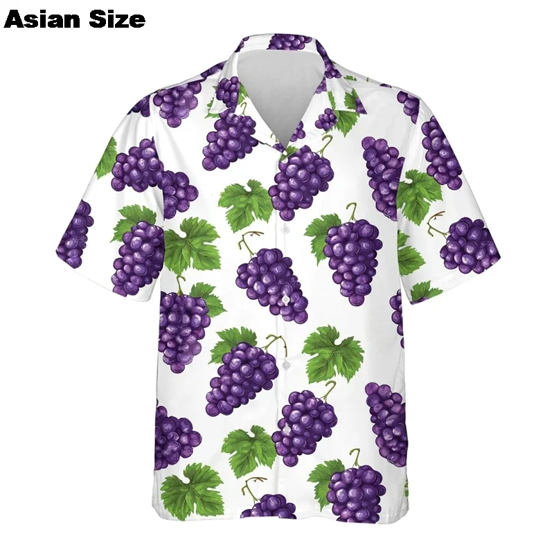 2026 New US Korean Hot Aloha Hawaiian Shirt Multi Tropical Fruit Print Oversized Beach Vacation Unisex Blouse