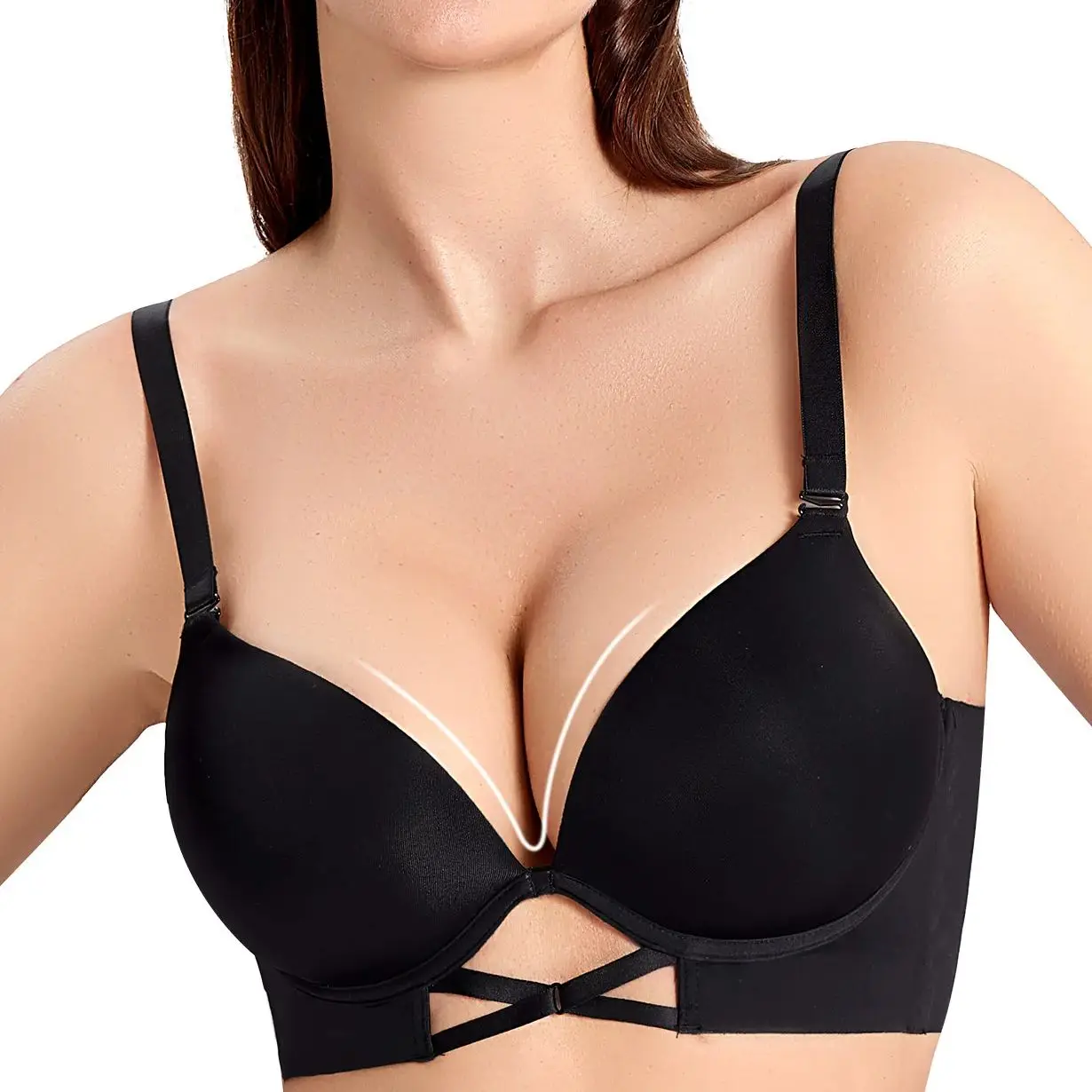 

New Women Bras Uplift Push Up Thick Padded Underwire Bra Cross Adjusted Back Seamless Convertible Sexy Soft Bras Support