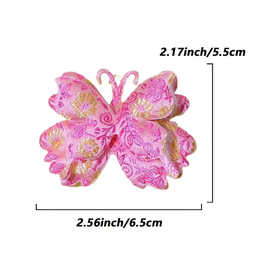 2/4/8 Pieces of Multi-Color Embroidered Plush Butterfly Festive Hairpins and Hair Accessories Suitable for Girls