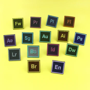 15 스타일 PS AI Pr Au En Dw 디자인 소프트웨어 브로치 디자이너 아티스트 쥬얼리용, 맞춤형 소프트웨어 응용 에나멜 핀 브로치 