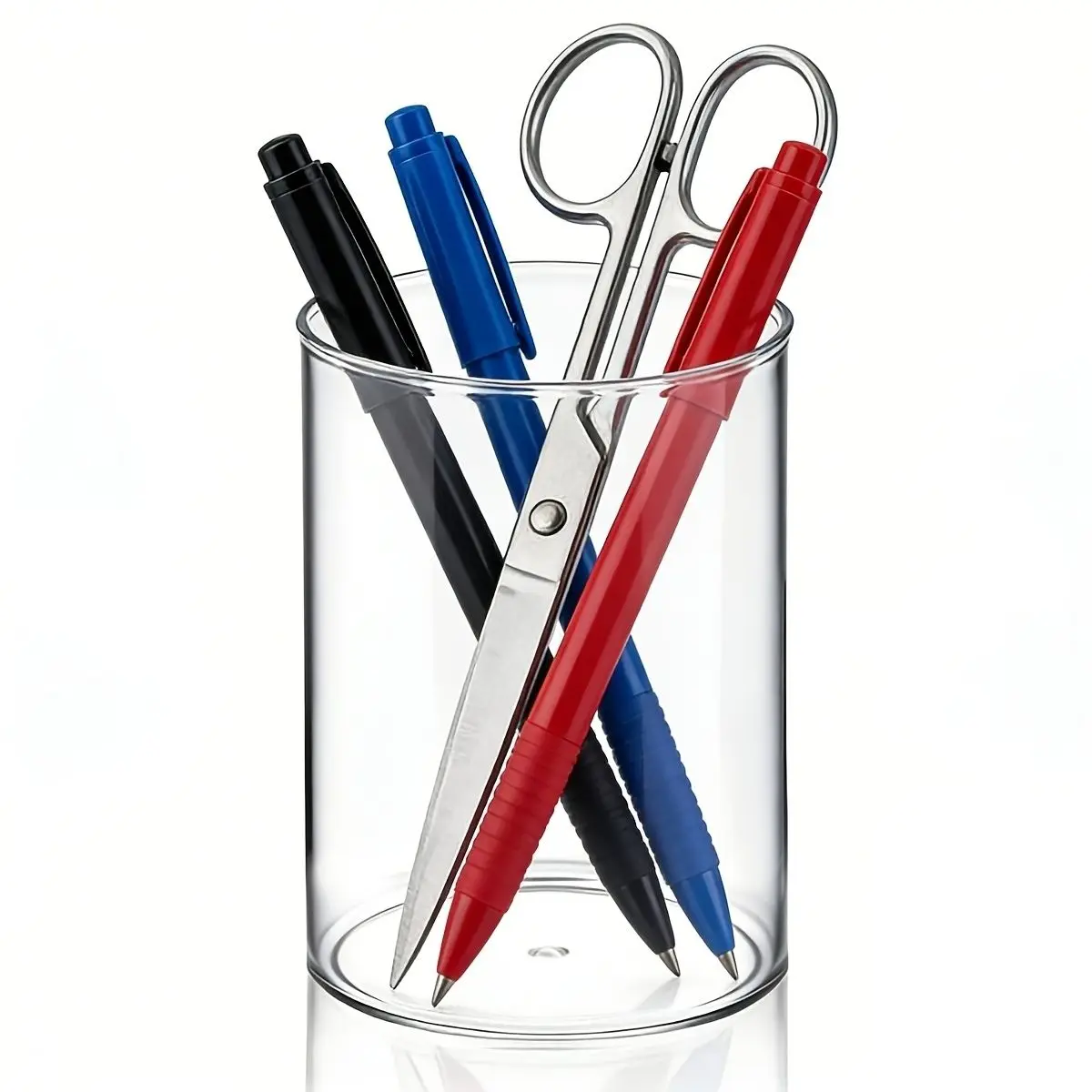 Pen Holder Acrylic Cylinder Container Stylish Clear Acrylic Desk Organizer Round Makeup Brush Storage Desktop Pencil Cup Clear