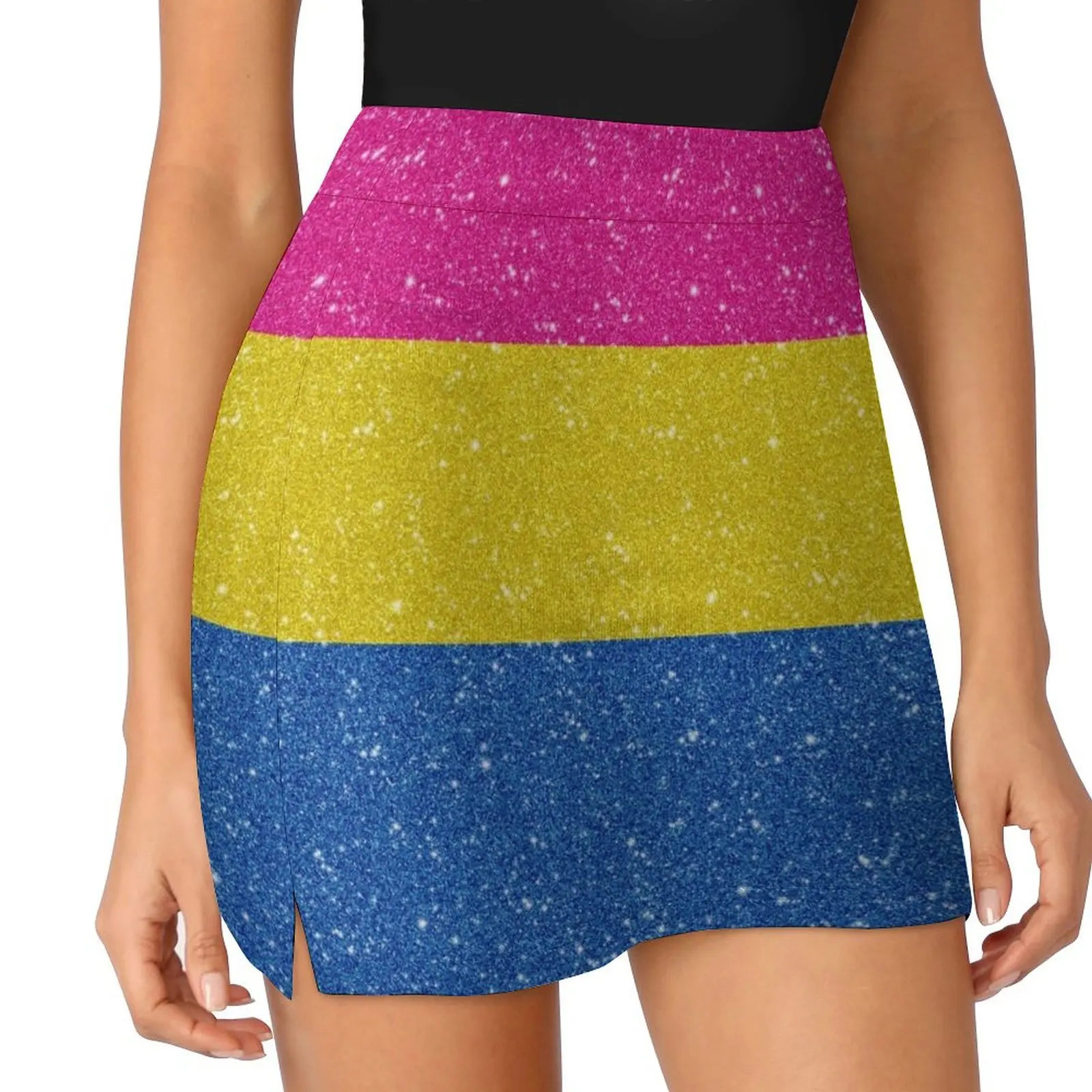 Faux Glitter Pansexual Pride Flag Background Mini Skirt Women's skirt korean style women clothing