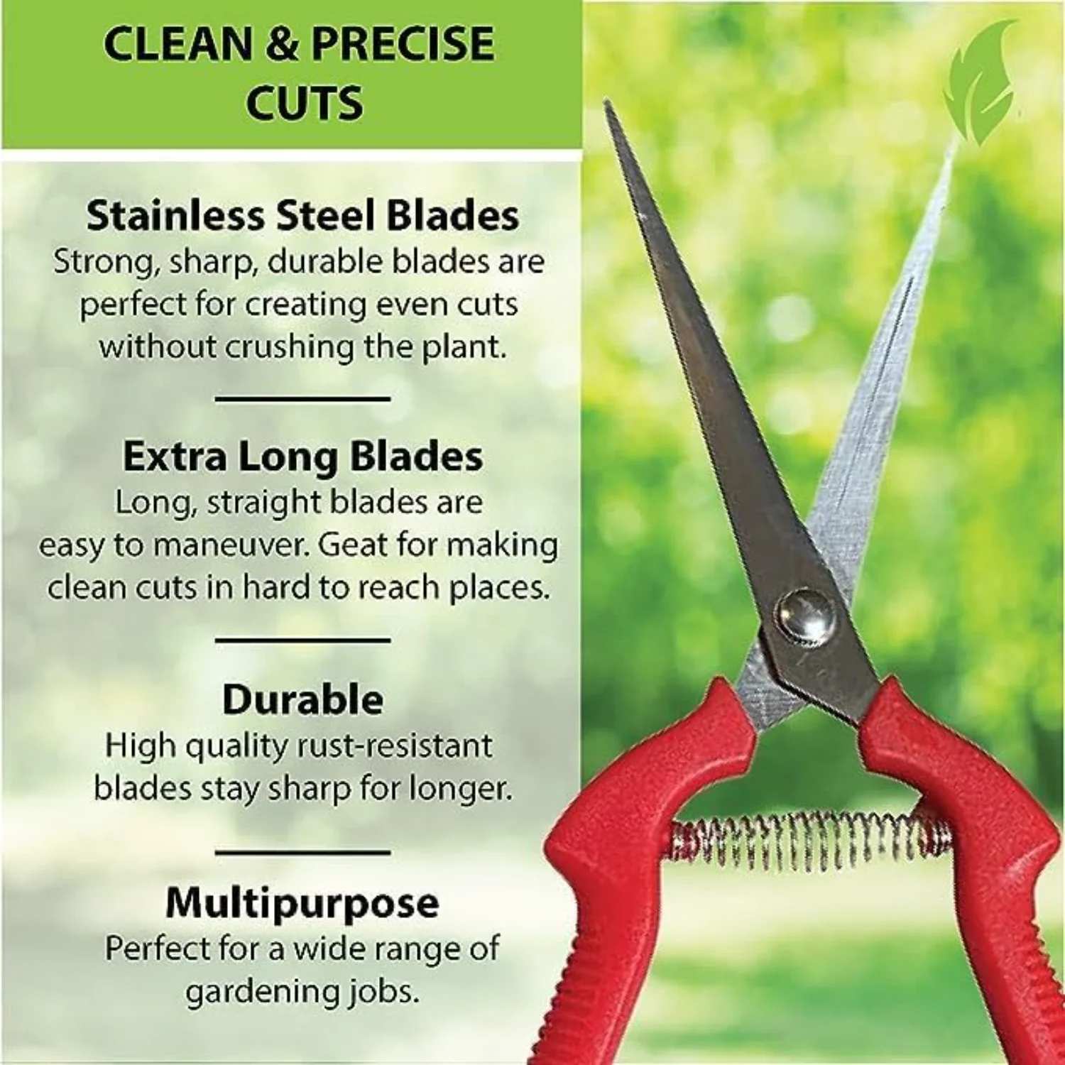 Extra Long Stainless Steel Pruner Pruning Shears Clippers  \u2013    Plant Trimming Scissors \u2013 Straight Blade Garden Scisso