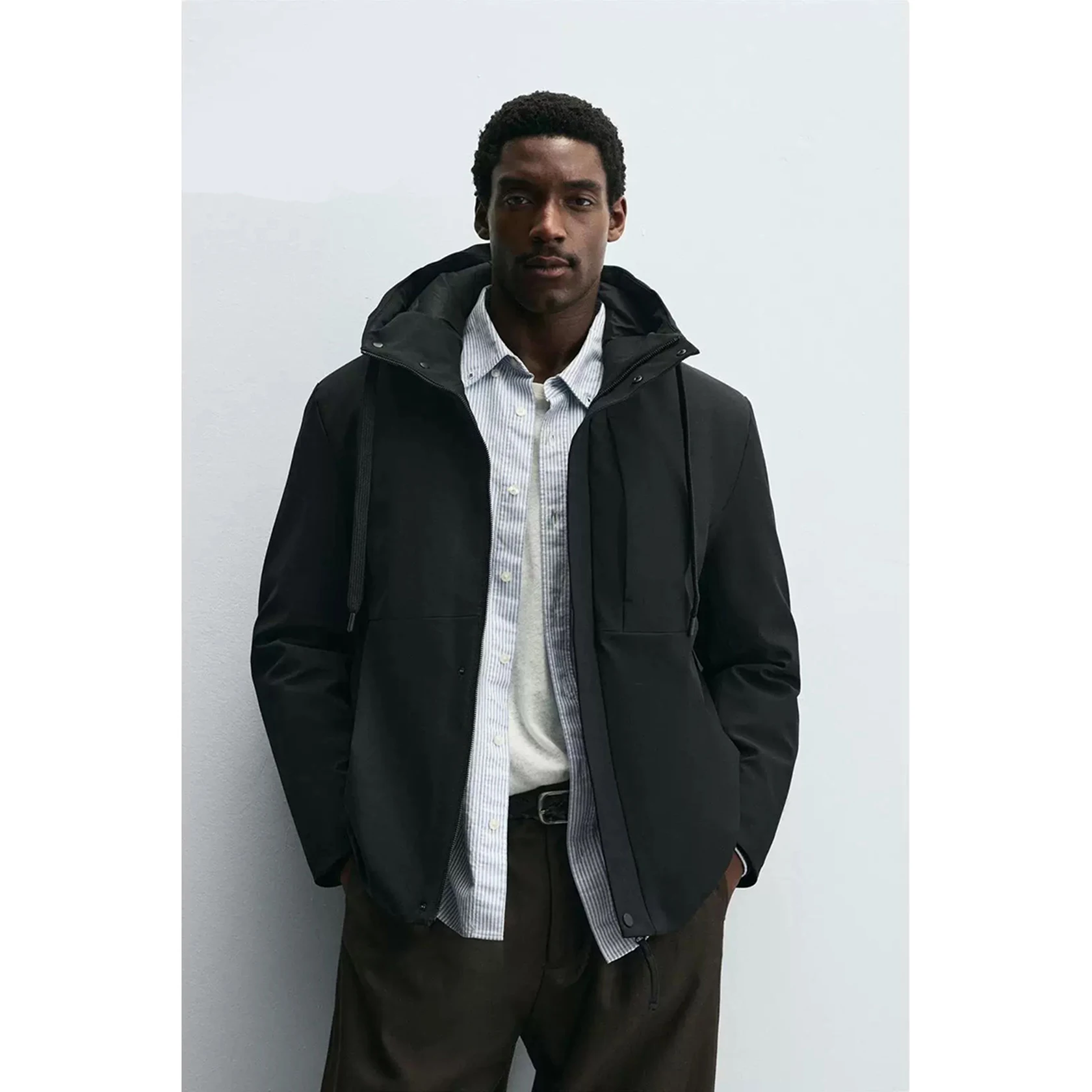 

New Arrival Men's Hooded Jaet Technical Fabric Dstring Coat Autumn 2025 Slim Fit Long Sve Youth Casual Wear