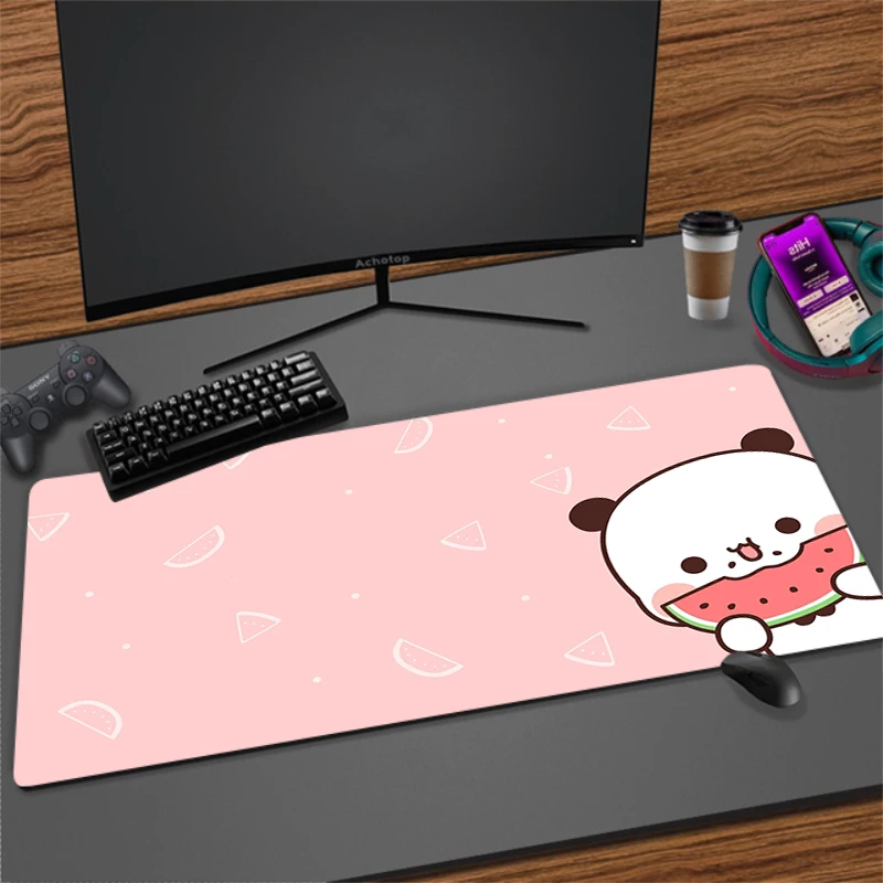 Yi Er He Bu Bu Bu Mousepad Bear Big Desk Pad Keyboard Gaming Mat XXL Large Mat Pastel Pink Kawaii Cute Anime Desk Protector Pad