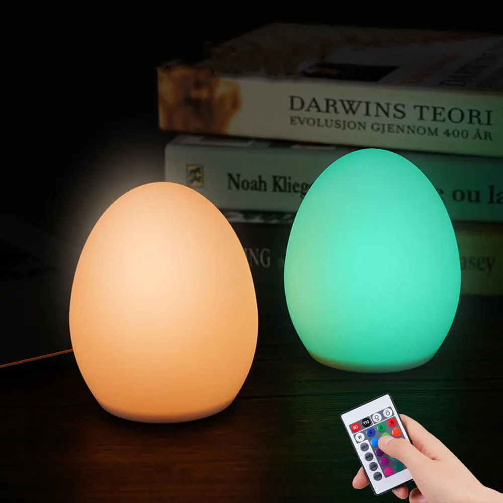 LED Mini Silicone Egg Night Lights Cartoon Remote Controlled 16 Color Sleep Bedside Lamp Children Toys Decompression Gift VG134