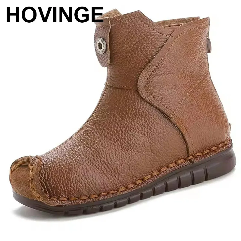 

Women's Boots Autumn and Winter New Flat Soft Soled Short Boots National Style Vintage Womens Shoes Warm and Cotton Shoes