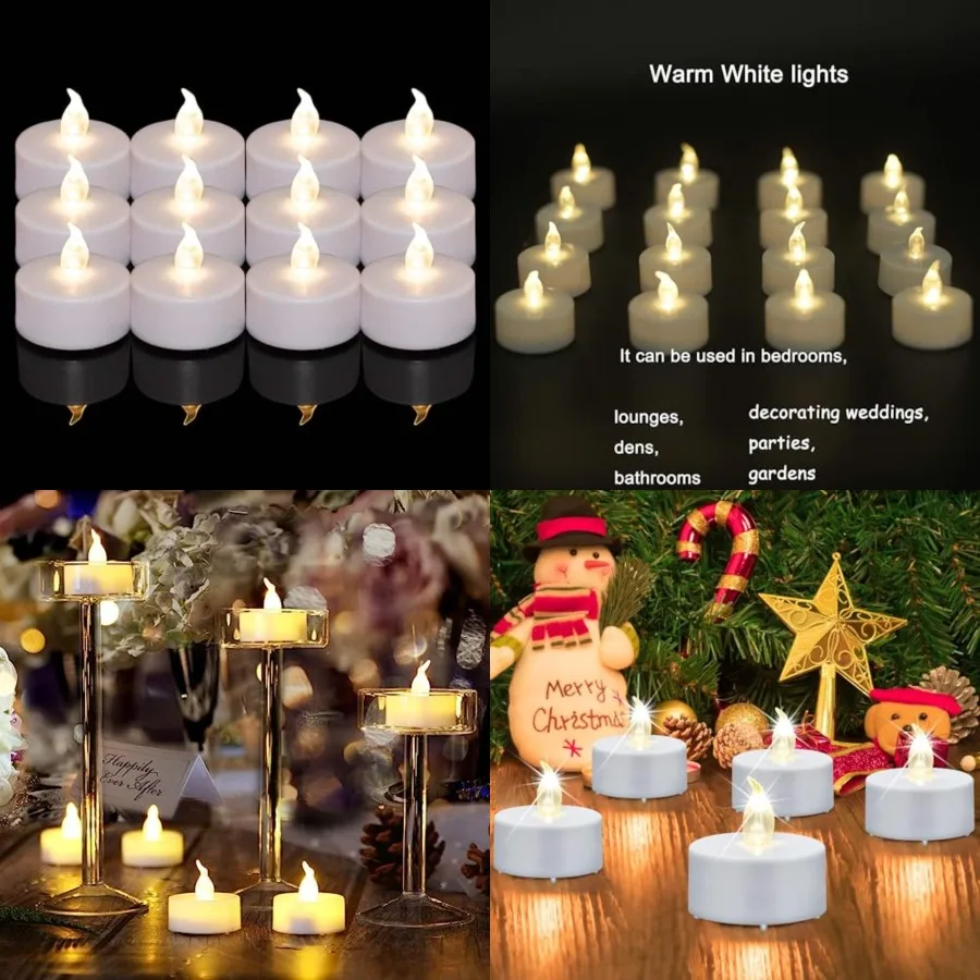 

Tea Lights, Flameless LED Tea Lights Candles, Flickering, 200 Hours Battery-Powe Tea Light, Ideal Party, Wedding, Birthday, Gif