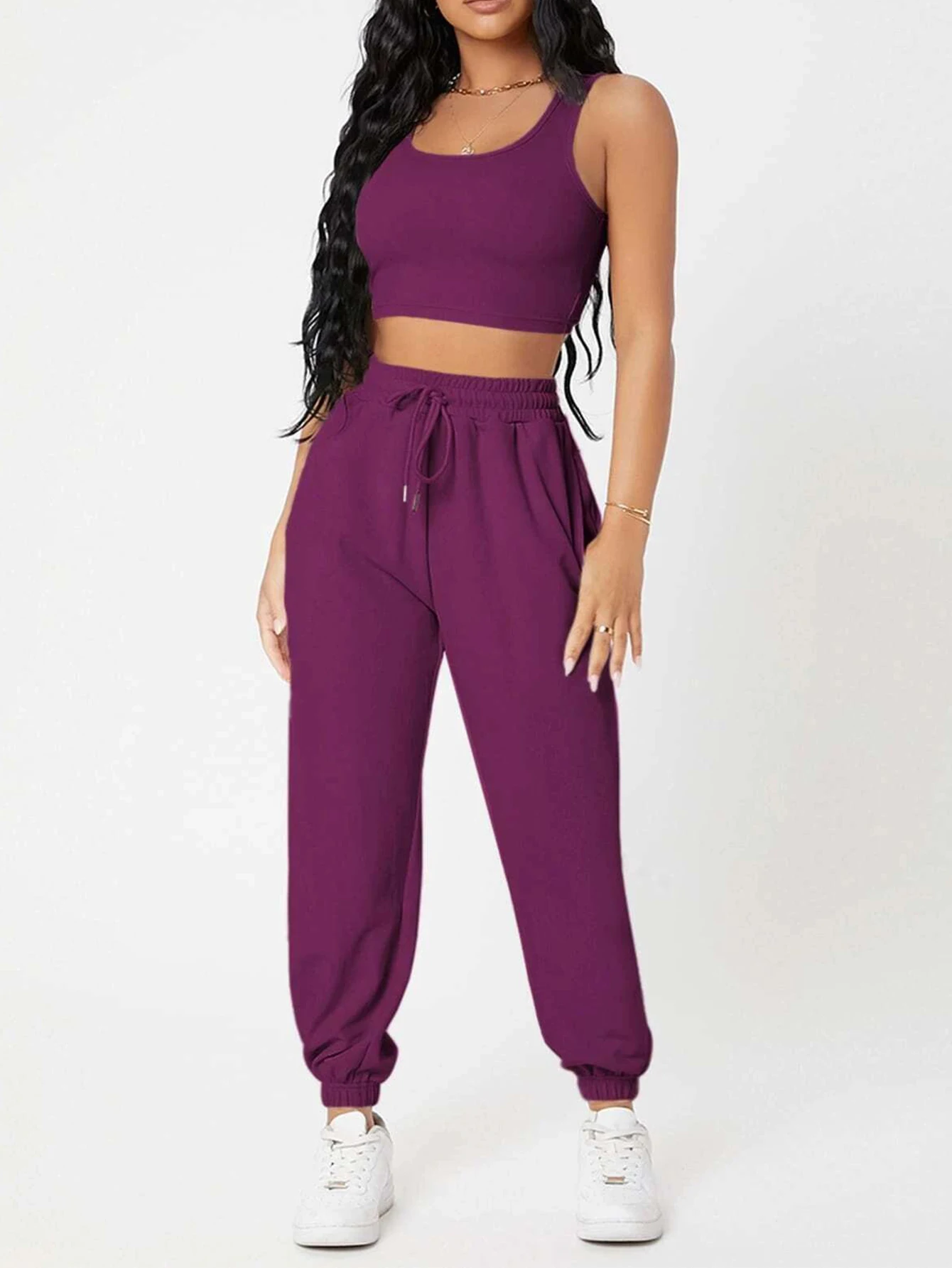 Set canotta e Joggers da donna a righe in due pezzi