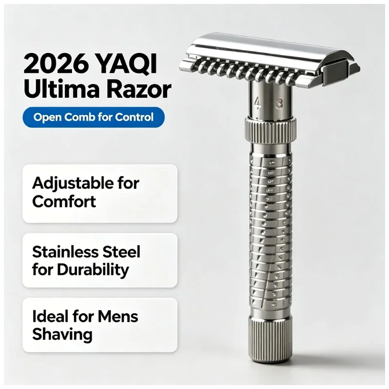 Wet Shaving YAQI Safety Razor Ultima Open Comb Adjustable for Men, New Stainless Steel Double Edge 2026