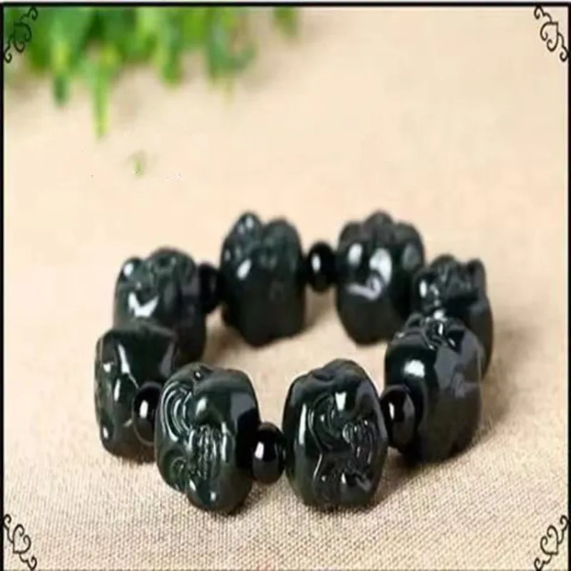 Fashion Sapphire Lotus Bracelet Men's Double-Sided Buddha Head Bead Bracelet Wholesale