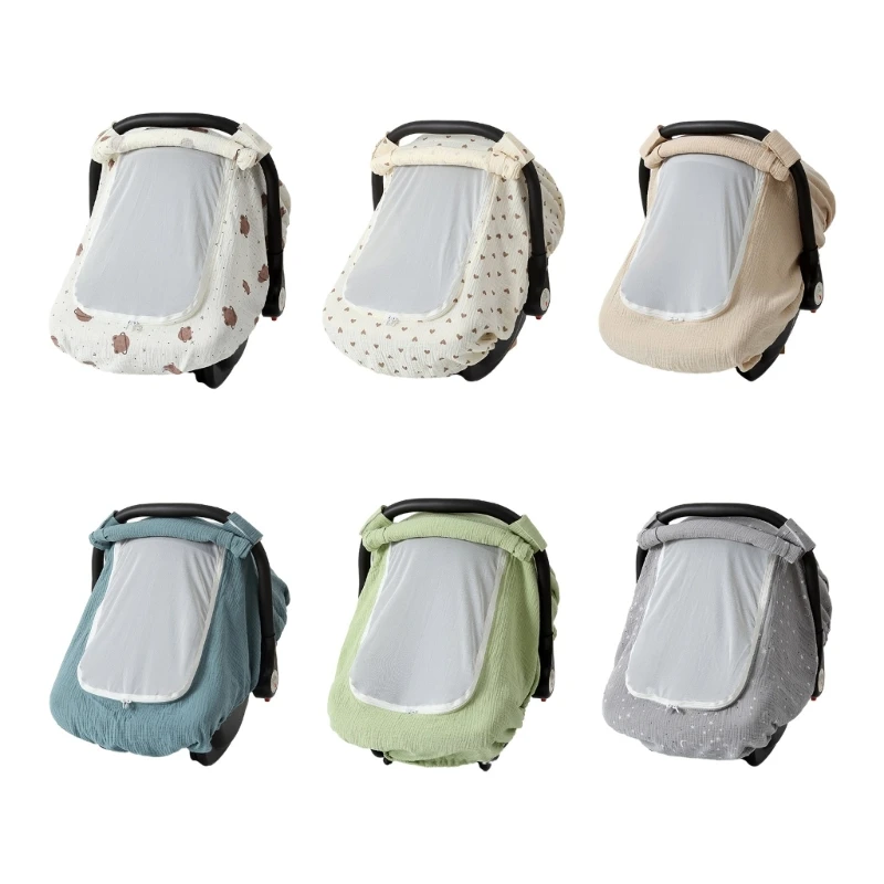 

New Cotton Baby Car Covers with Breathable Mesh Stretchy Canopy for Easy Use