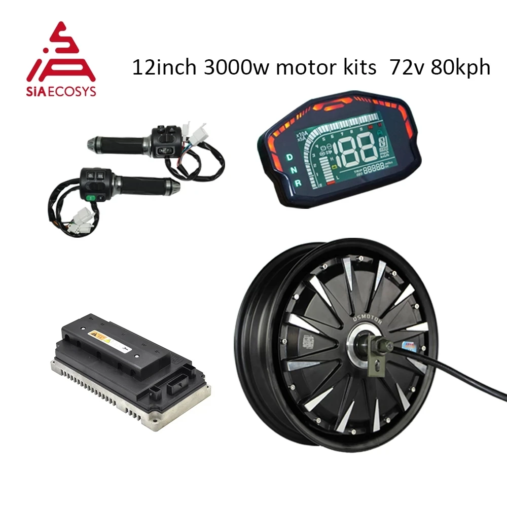 

QSMOTOR 12inch v1.4 3000W 72V 80kph Hub Motor with EM150SP Controller Motor Kits for Electric Scooter