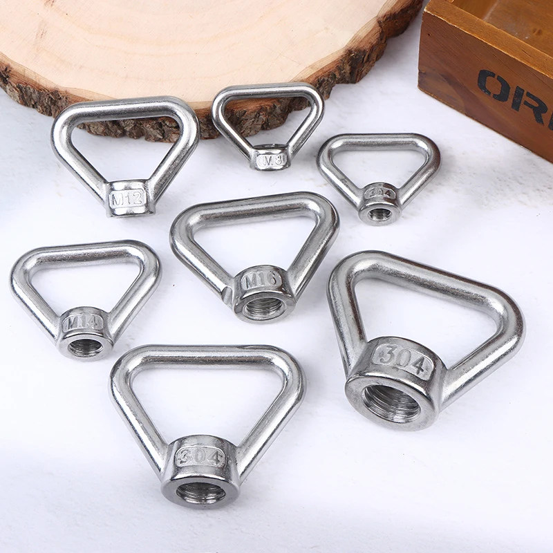 M8 M10 M12 M14 M16 M20 M24 304 Stainless Steel Triangle Lifting Eye Nut Trapezoid Thread Rings Fit For Handle Bolts
