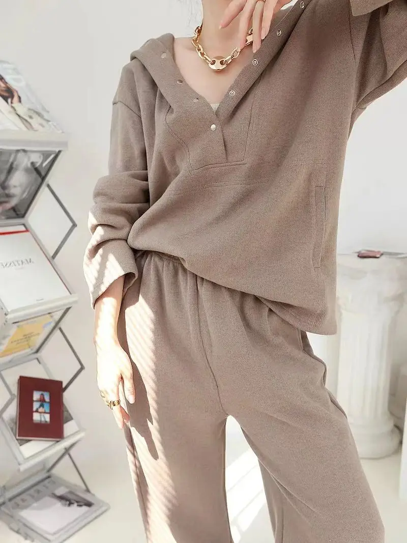 Oversized Loose Hoodies Sets Casual Sports Suits Women Long-sleeved Hooded Sweatshirt And Pants 2 Piece Set Fall/winter Clothes