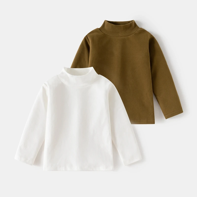 الخريف الشتاء الأطفال صبي فتاة لينة الدافئة طويلة الأكمام القمصان الأساسية طفل رضيع الاطفال ملابس جديدة تيز الياقة المدورة تي شيرت #4