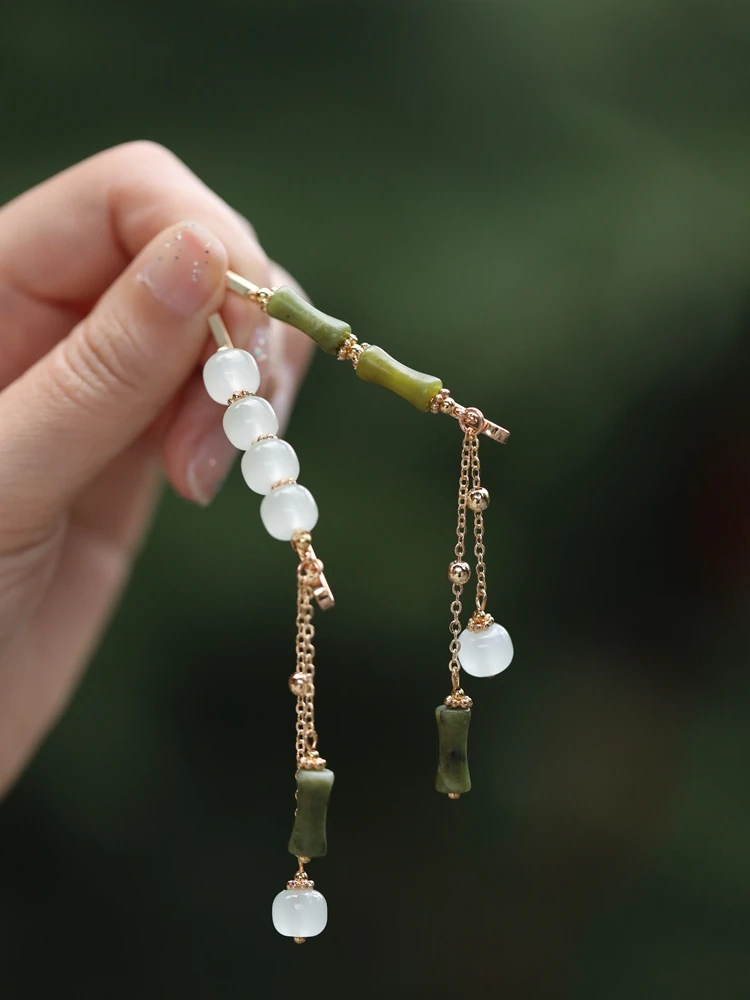 chang'an-yidu-nouvelle-pince-a-cheveux-nœud-de-bambou-style-chinois-avec-pompon-lateral-et-pompon-flottant-retro-style-foret-accessoires-capillaires