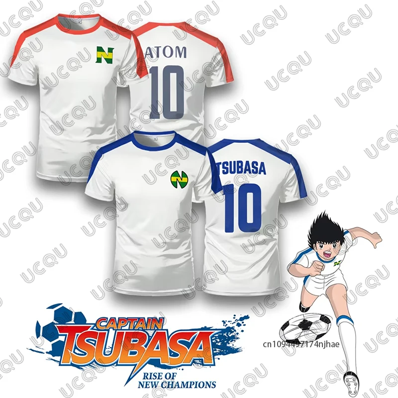 Captain Tsubasa Japanese Anime Cosplay Men's T-shirt Tsubasa Ozora School Football Jersey OLIVER ATOM Sports Kids/Adult Tees