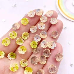 100Pcs 8mm Colorful Gold Powder Flower Nail Art Flatback Stone 1 Hole Beads Appliques Scrapbook DIY Manicures Accessories L810 E