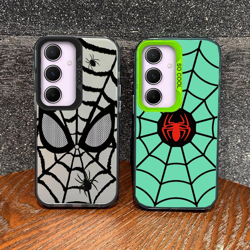 Funda de teléfono con tela de araña negra de dibujos animados para Samsung Galaxy A55 A16 A54 A14 A24 A34 A13 A15 A25 A35 funda de silicona impresa a prueba de golpes