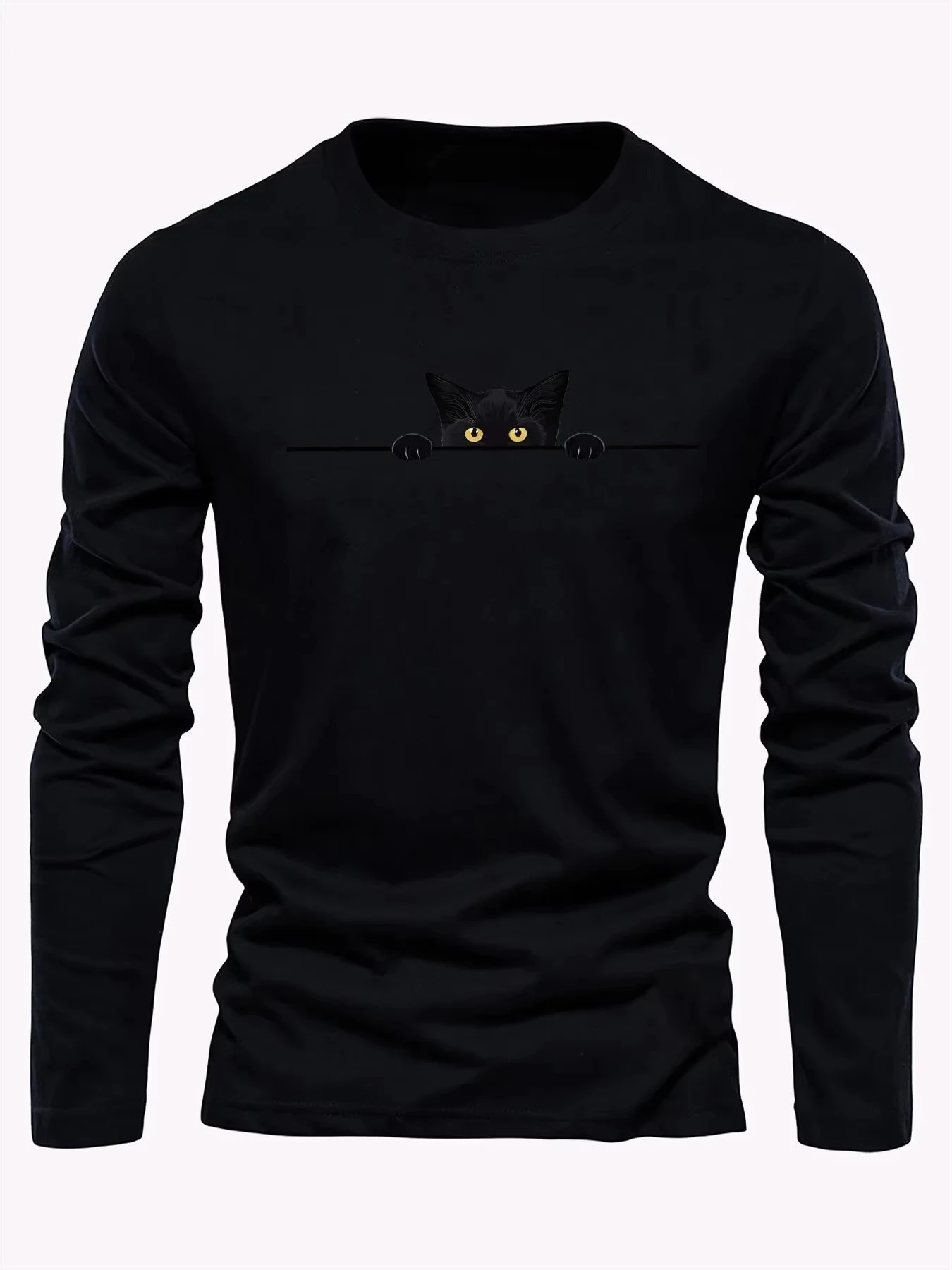 2026 Neues Herren-Langarm-T-Shirt für Frühling und Herbst mit Streetwear-Mode und Komfort sowie 3D-Kätzchen-Muster-Druck – Detail 8