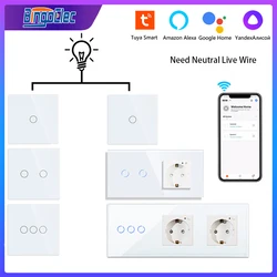 Bingoelec Wifi ๋ฒฝ ํฐ์น ์ค์์น ์์ผ EU ์ค๋งํธ ๋ผ์ดํธ ์ค์์น ํ์ดํธ 1 2 3 Gang 2/3way Tuya ์ค๋งํธ ํ ์ง์ Alexa Google