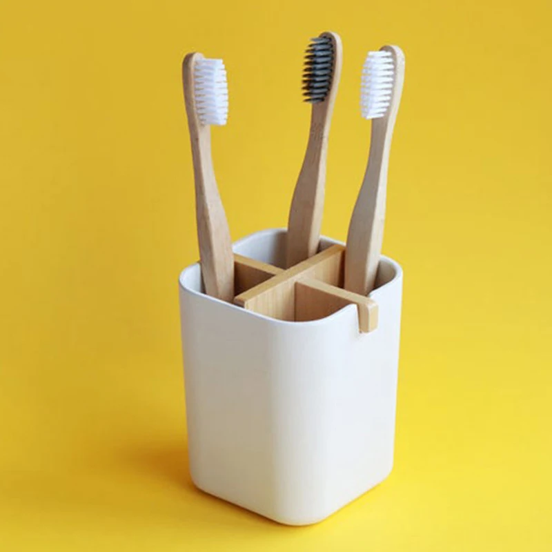 Totally Bamboo Toothbrush Holder  Naturally Eco Friendly Toothbrush Caddy  Bathroom Antibacterial Toothbrush Pot,