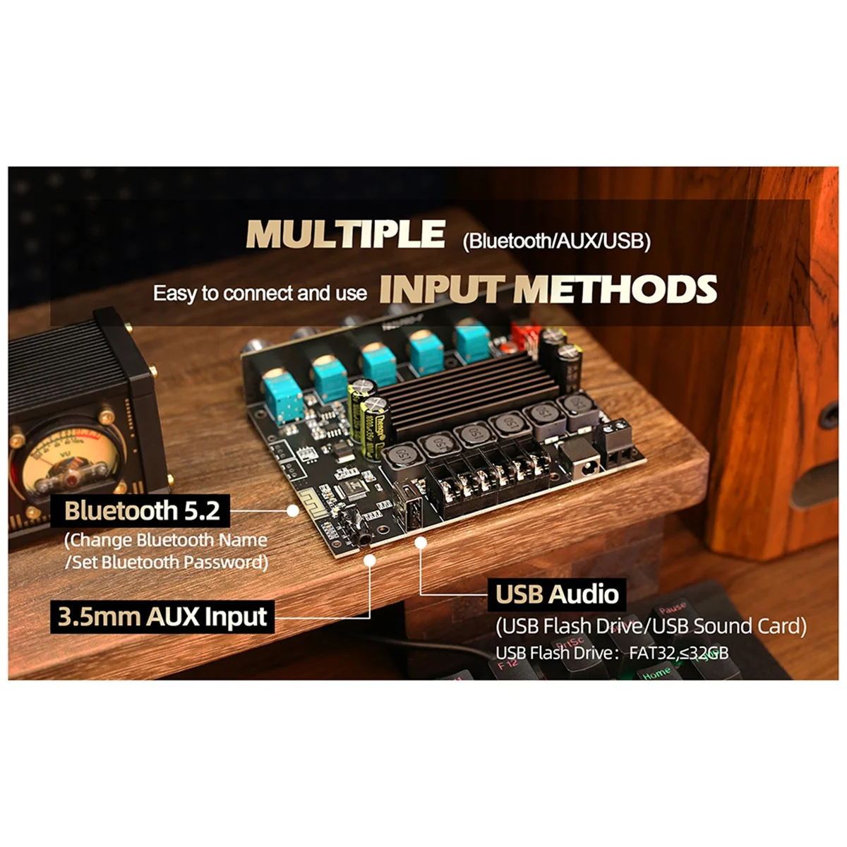 A51I -TB21 PRO 2.1 Channel 5.2 Stereo Bluetooth Amplifier Board 50W+50W+100W Uses TPA3116D2 Chip AUX Amplifier