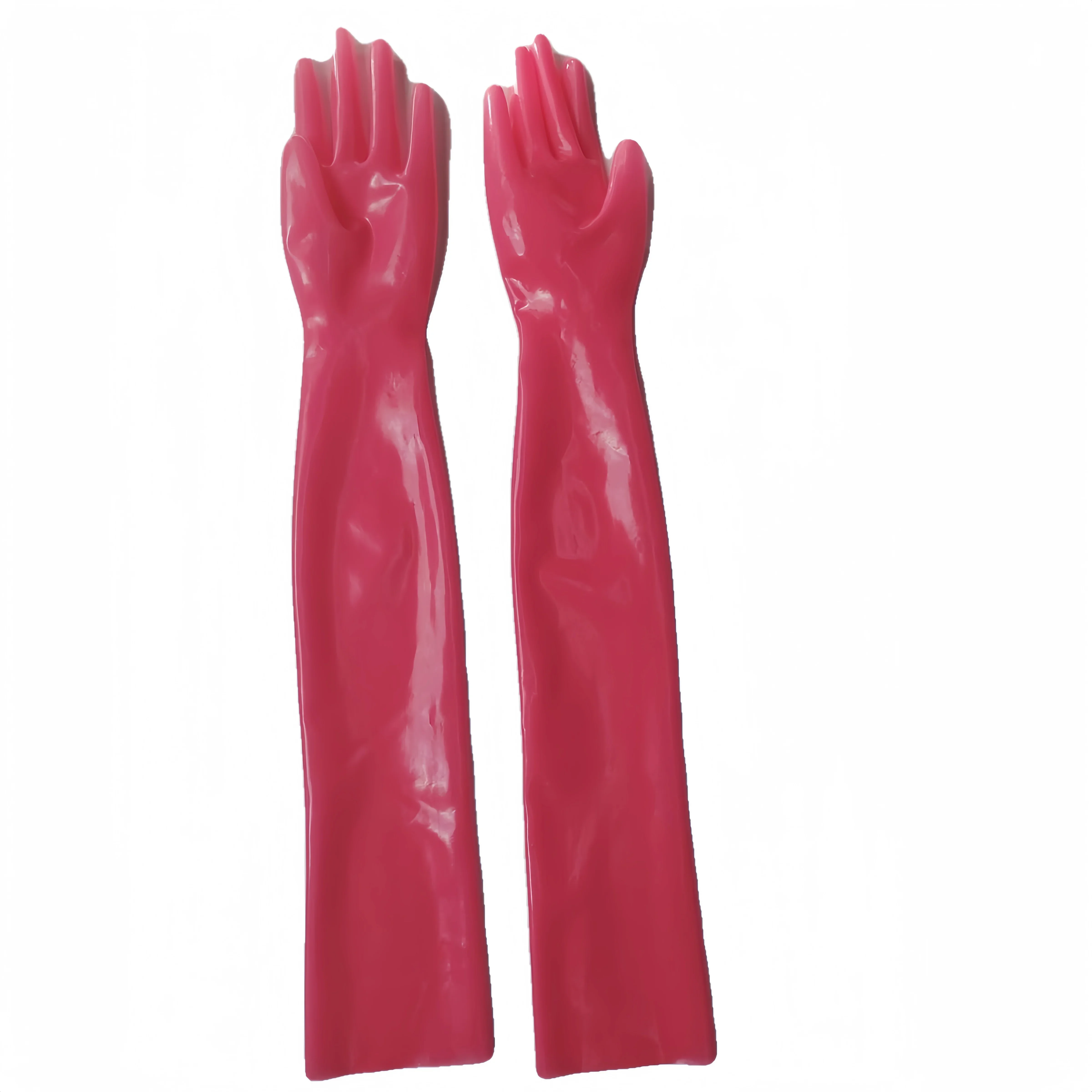 Pink Latex Sleeve Cover Long Gloves One-Time Molding 57-60cm