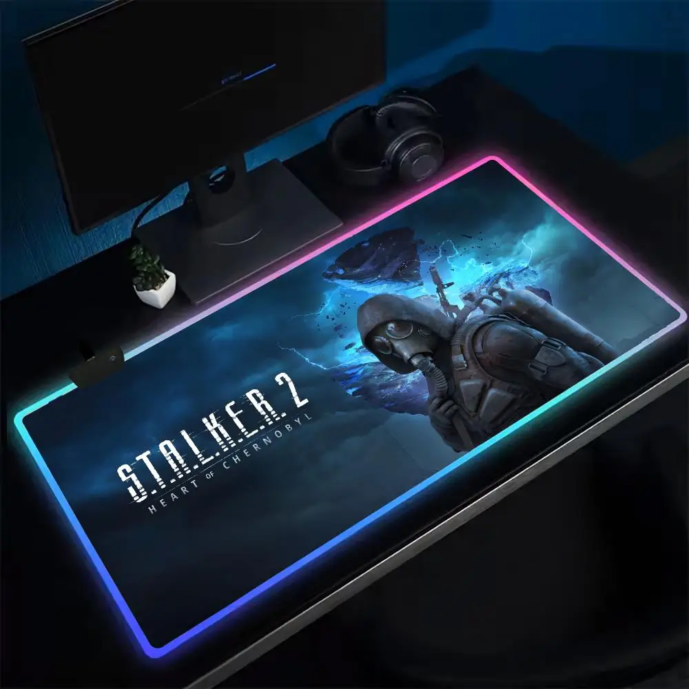 NewGamers S-Stalker 2 Mouse Pad Anime Gaming Mouse Pad LED Table Pads Backlit Rubber Desktop XXL Mousepad RGB Desk Mats