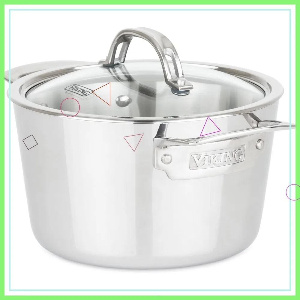 

3.4 Quart Stainless Steel Stock Pot with Lid, Durable Soup Cooking Pot for Home Kitchen