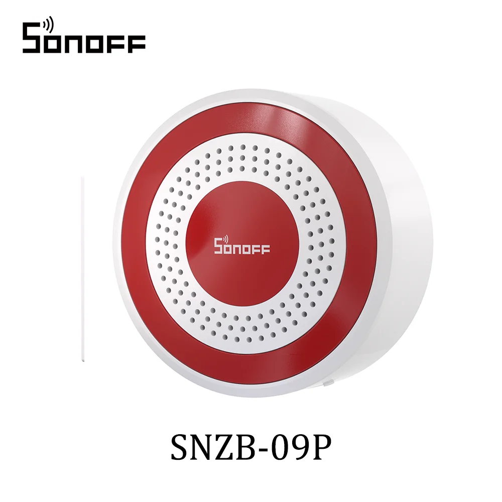 SONOFF SNZB-09P Zigbee SenseGuard Binnensirene, Luid Alarm, Aangepaste Alarmtonen, Geluids-Licht Alarm, Dubbele Stroomvoorziening, Zigbee Beveiliging