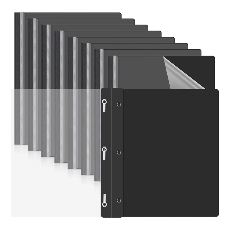 Top-10 Pack Report Covers With 3 Prongs Fasteners,Presentation Folders, Plastic Report Folder With Black Back Covers